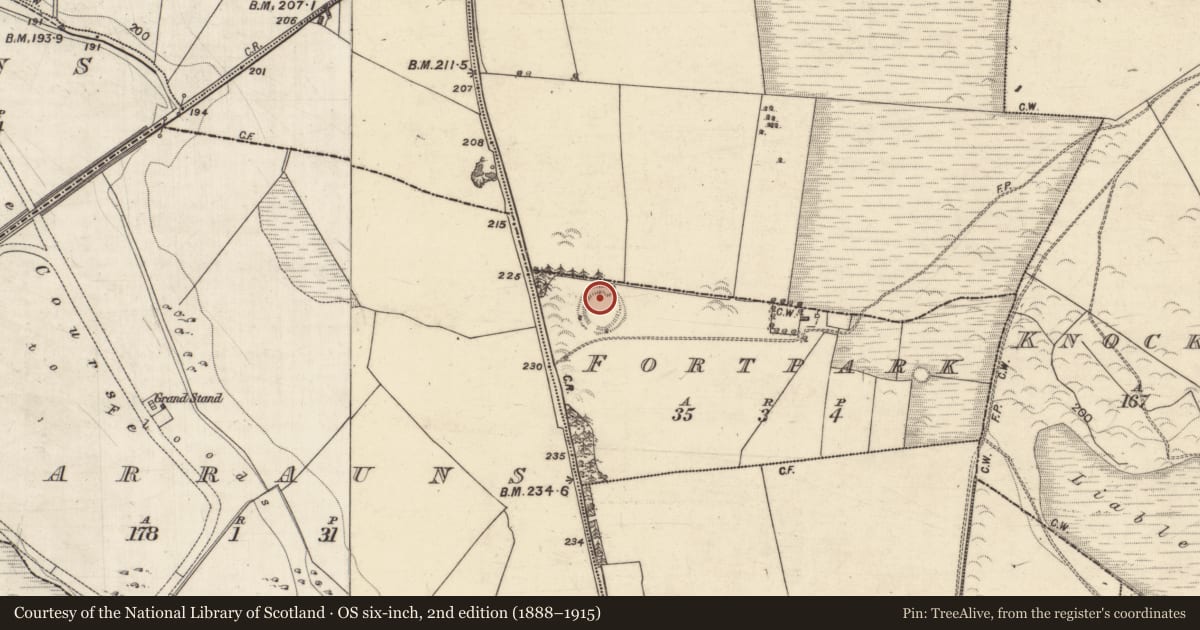 Ordnance Survey six-inch map, 2nd edition (1888–1915) covering the location of Ringfort - rath, Fortpark, County Galway, with a pin at the register's coordinates