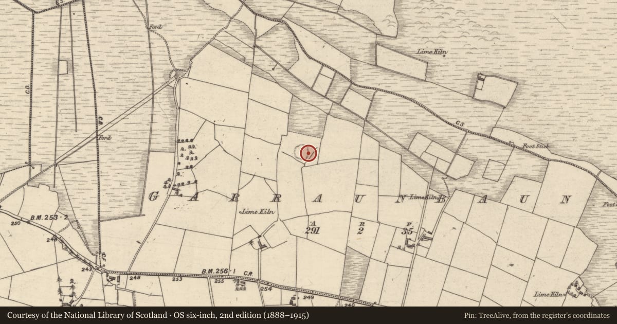 Ordnance Survey six-inch map, 2nd edition (1888–1915) covering the location of Ringfort - rath, Garraunbaun, County Galway, with a pin at the register's coordinates