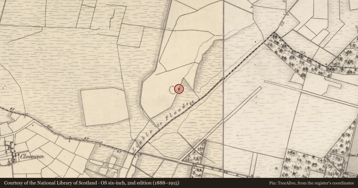 Ordnance Survey six-inch map, 2nd edition (1888–1915) covering the location of Enclosure, Killavoher, County Galway, with a pin at the register's coordinates