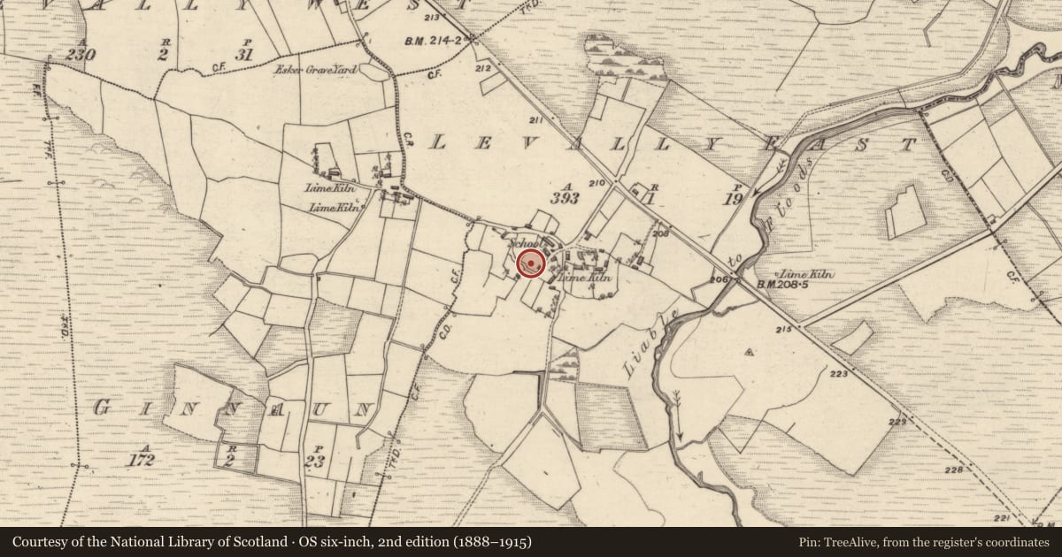 Ordnance Survey six-inch map, 2nd edition (1888–1915) covering the location of Chapel, Levally East, County Galway, with a pin at the register's coordinates