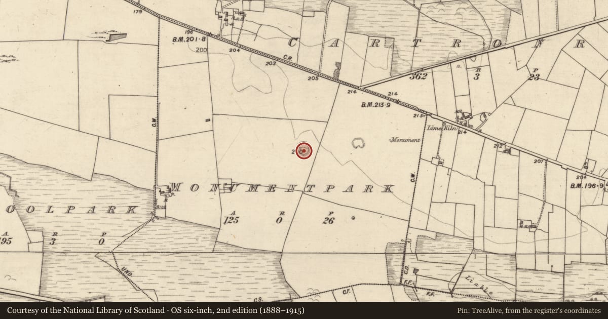 Ordnance Survey six-inch map, 2nd edition (1888–1915) covering the location of Ringfort - rath, Monumentpark, County Galway, with a pin at the register's coordinates