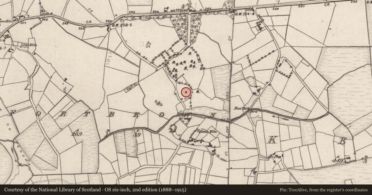 Ordnance Survey six-inch map, 2nd edition (1888–1915) covering the location of Enclosure, Fortbrown, County Galway, with a pin at the register's coordinates