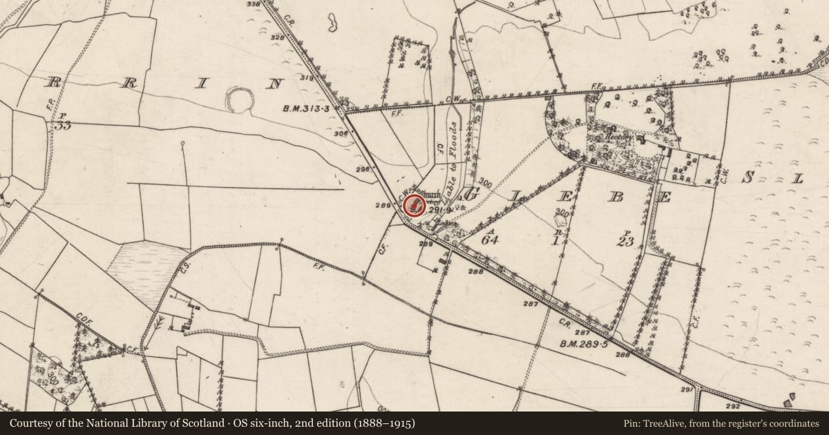 Ordnance Survey six-inch map, 2nd edition (1888–1915) covering the location of Church, Glebe, County Galway, with a pin at the register's coordinates