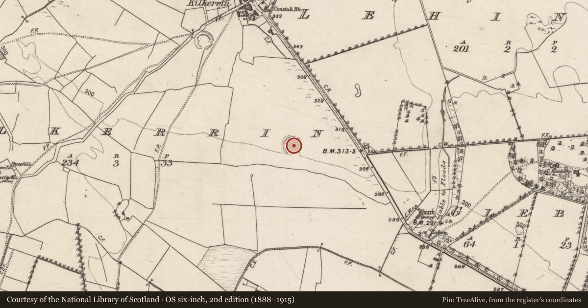 Ordnance Survey six-inch map, 2nd edition (1888–1915) covering the location of Ringfort - rath, Kilkerrin, County Galway, with a pin at the register's coordinates