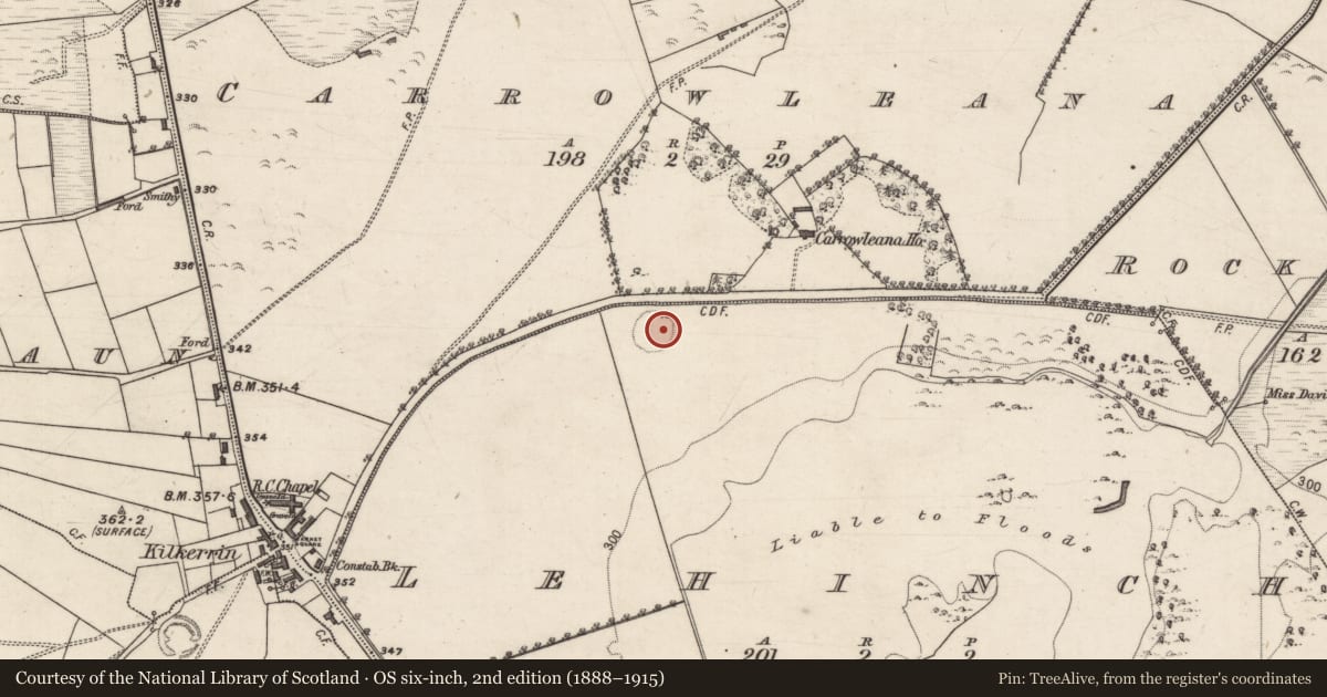 Ordnance Survey six-inch map, 2nd edition (1888–1915) covering the location of Ringfort - rath, Lehinch, County Galway, with a pin at the register's coordinates