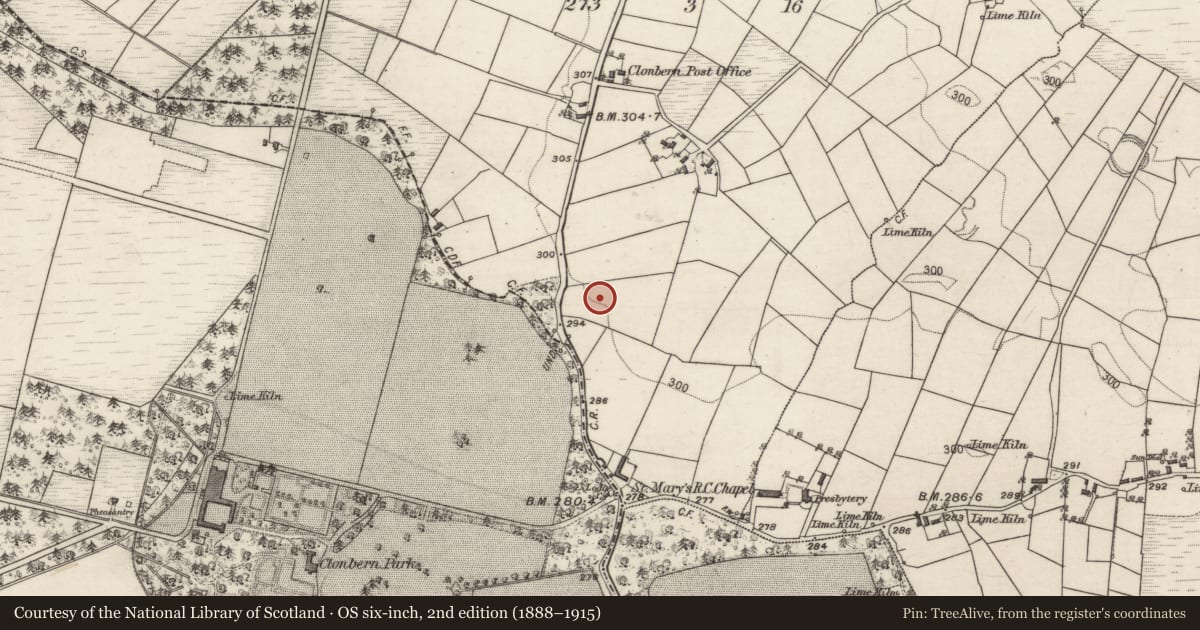 Ordnance Survey six-inch map, 2nd edition (1888–1915) covering the location of Architectural feature, Kippaunagh, County Galway, with a pin at the register's coordinates