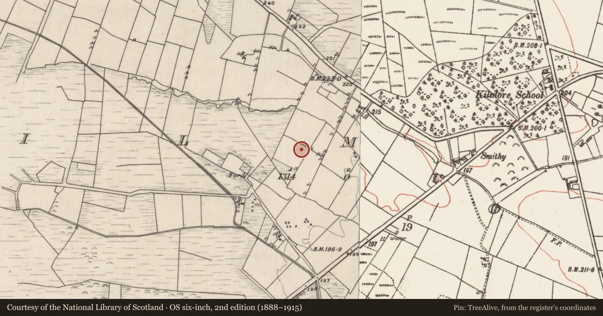 Ordnance Survey six-inch map, 2nd edition (1888–1915) covering the location of Quarry, Kilmore, County Galway, with a pin at the register's coordinates