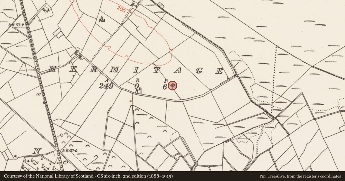 Ordnance Survey six-inch map, 2nd edition (1888–1915) covering the location of Quarry, Hermitage, County Galway, with a pin at the register's coordinates