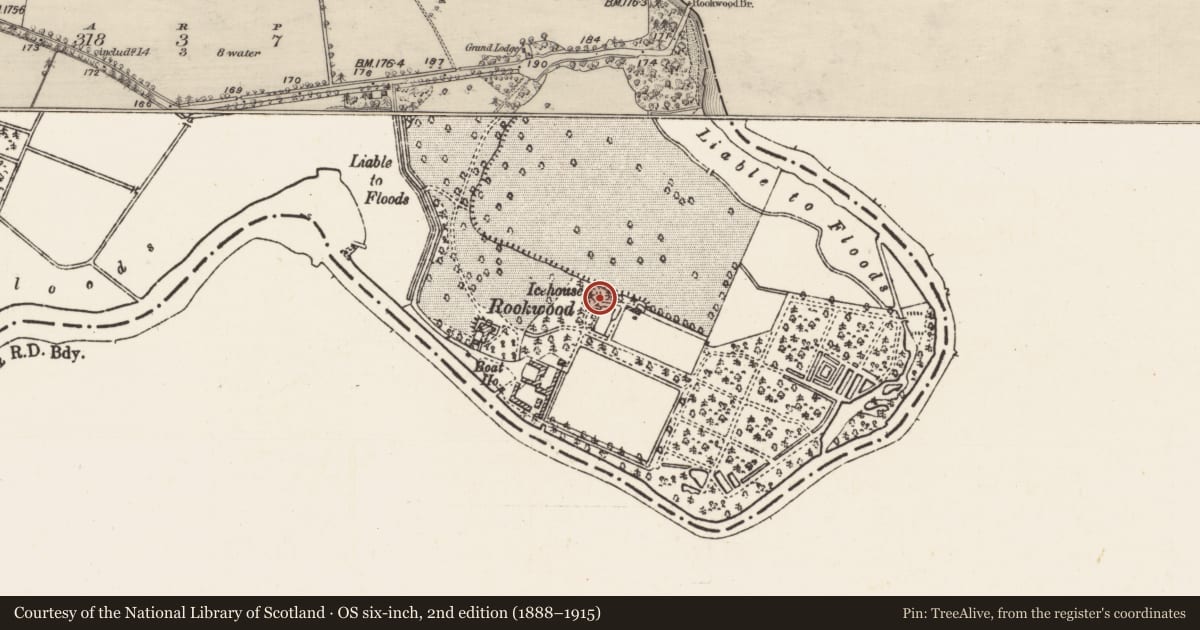 Ordnance Survey six-inch map, 2nd edition (1888–1915) covering the location of Icehouse, Rookwood Or Bellagad, County Galway, with a pin at the register's coordinates