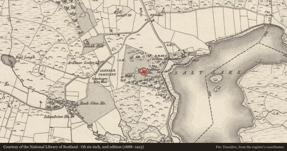 Ordnance Survey six-inch map, 2nd edition (1888–1915) covering the location of Country house, Ardbear, County Galway, with a pin at the register's coordinates