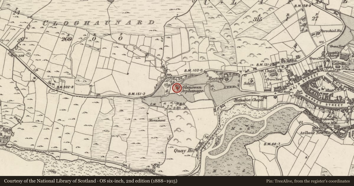 Ordnance Survey six-inch map, 2nd edition (1888–1915) covering the location of Country house, Clifden, County Galway, with a pin at the register's coordinates