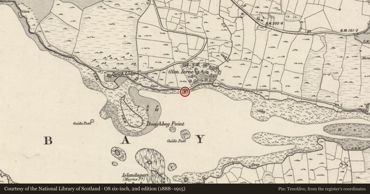 Ordnance Survey six-inch map, 2nd edition (1888–1915) covering the location of Midden, Fakeeragh, County Galway, with a pin at the register's coordinates