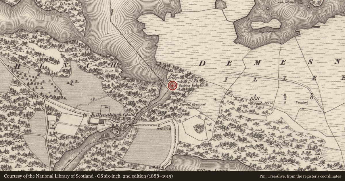 Ordnance Survey six-inch map, 2nd edition (1888–1915) covering the location of Ritual site - holy well, Killeen, County Galway, with a pin at the register's coordinates