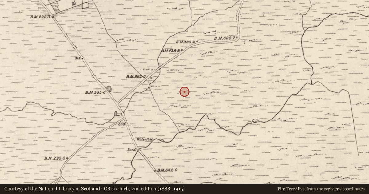 Ordnance Survey six-inch map, 2nd edition (1888–1915) covering the location of Children's burial ground, Doire Bhéal An Mháma, County Galway, with a pin at the register's coordinates