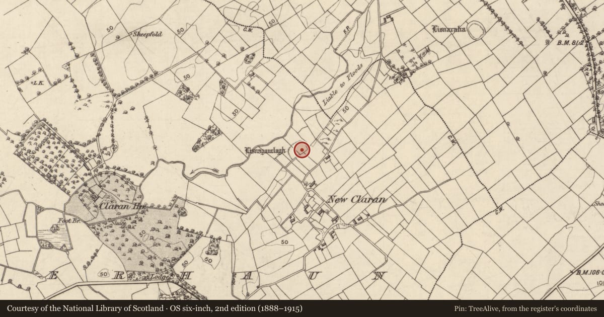 Ordnance Survey six-inch map, 2nd edition (1888–1915) covering the location of Ringfort - rath, Clerhaun, County Galway, with a pin at the register's coordinates