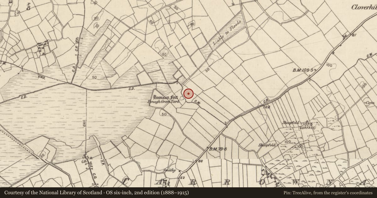 Ordnance Survey six-inch map, 2nd edition (1888–1915) covering the location of House - indeterminate date, Clerhaun, County Galway, with a pin at the register's coordinates