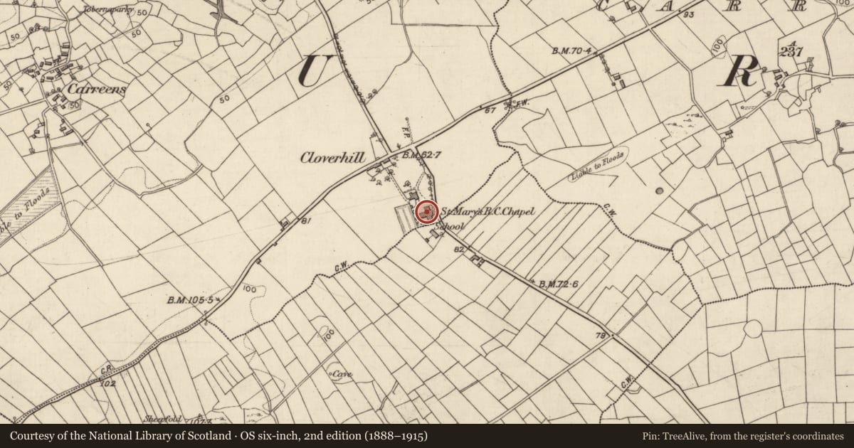 Ordnance Survey six-inch map, 2nd edition (1888–1915) covering the location of Church, Clerhaun, County Galway, with a pin at the register's coordinates