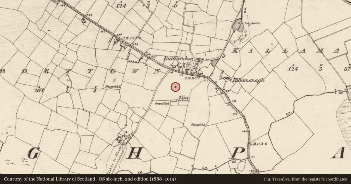 Ordnance Survey six-inch map, 2nd edition (1888–1915) covering the location of House - indeterminate date, Abbeytown, County Galway, with a pin at the register's coordinates