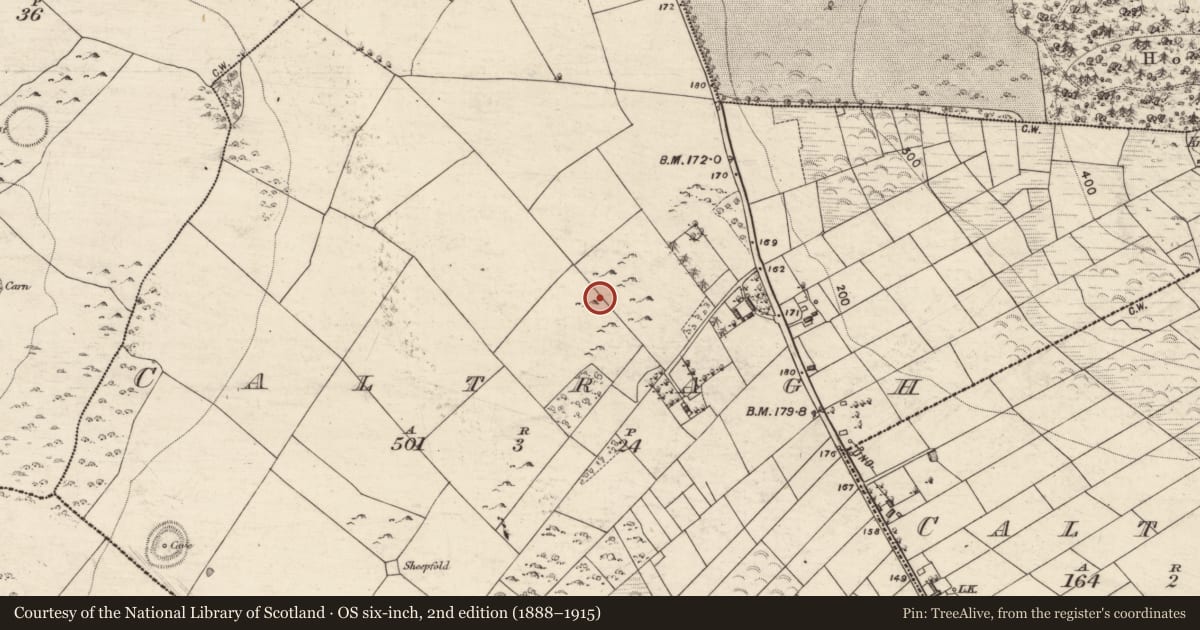 Ordnance Survey six-inch map, 2nd edition (1888–1915) covering the location of Enclosure, Caltragh, County Galway, with a pin at the register's coordinates