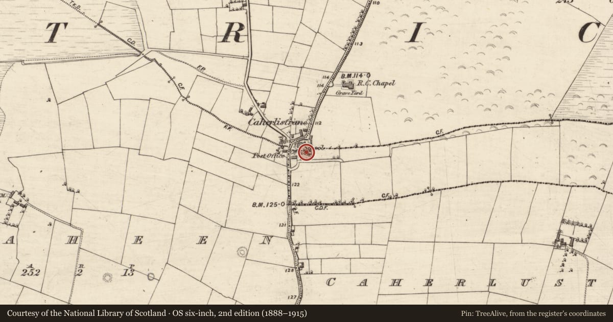 Ordnance Survey six-inch map, 2nd edition (1888–1915) covering the location of Chapel, Carheenard, County Galway, with a pin at the register's coordinates
