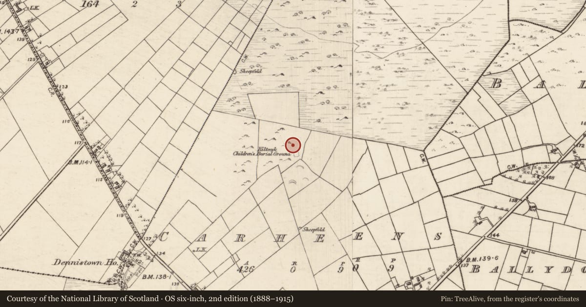 Ordnance Survey six-inch map, 2nd edition (1888–1915) covering the location of House - indeterminate date, Carheens, County Galway, with a pin at the register's coordinates