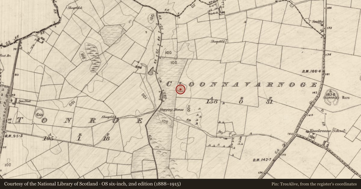 Ordnance Survey six-inch map, 2nd edition (1888–1915) covering the location of Earthwork, Cloonnavarnoge, County Galway, with a pin at the register's coordinates