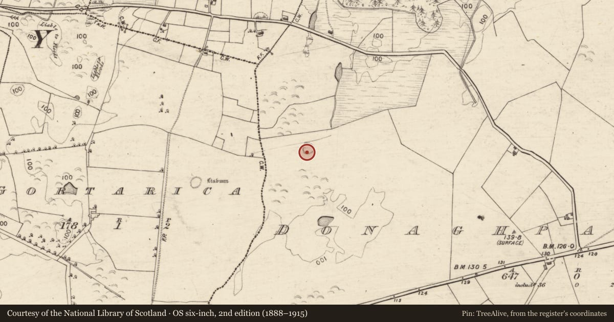 Ordnance Survey six-inch map, 2nd edition (1888–1915) covering the location of Ringfort - rath, Donaghpatrick, County Galway, with a pin at the register's coordinates