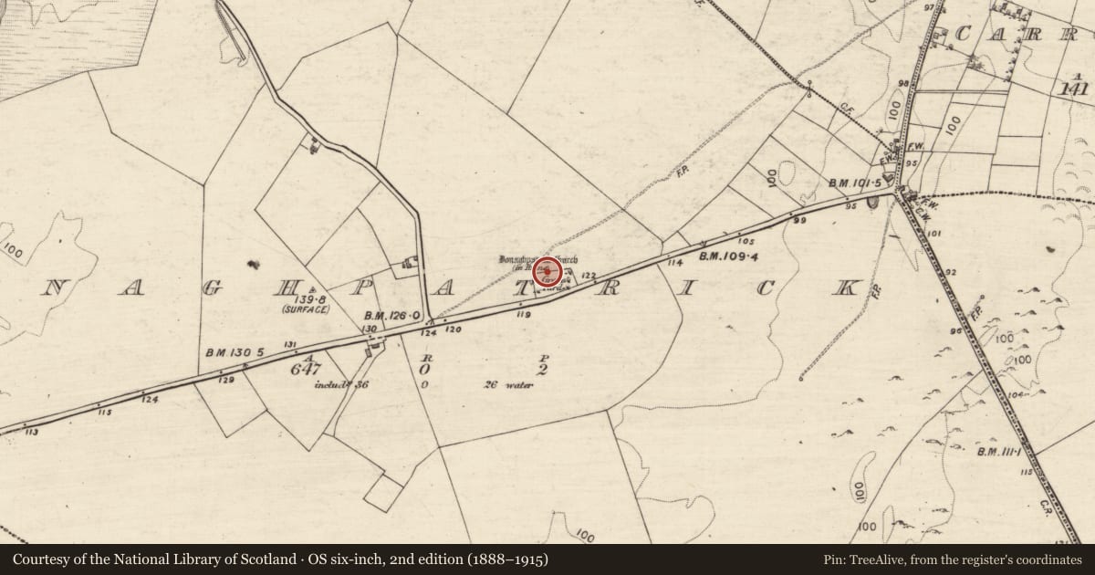 Ordnance Survey six-inch map, 2nd edition (1888–1915) covering the location of Enclosure, Donaghpatrick, County Galway, with a pin at the register's coordinates