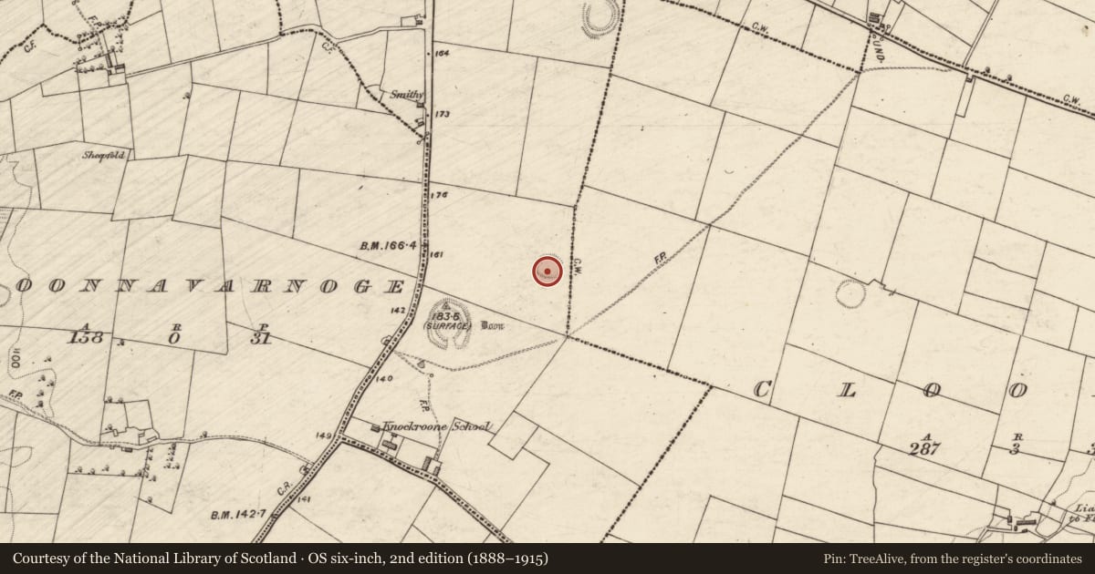 Ordnance Survey six-inch map, 2nd edition (1888–1915) covering the location of Ringfort - rath, Largan, County Galway, with a pin at the register's coordinates
