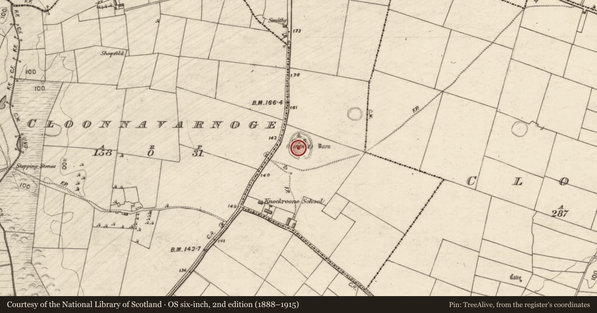 Ordnance Survey six-inch map, 2nd edition (1888–1915) covering the location of Ringfort - rath, Largan, County Galway, with a pin at the register's coordinates