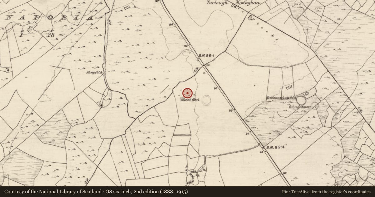 Ordnance Survey six-inch map, 2nd edition (1888–1915) covering the location of House - indeterminate date, Manuslynn, County Galway, with a pin at the register's coordinates