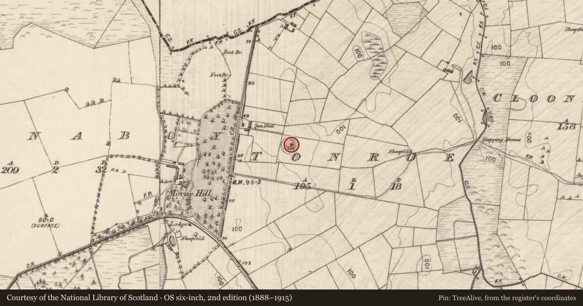 Ordnance Survey six-inch map, 2nd edition (1888–1915) covering the location of Ringfort - rath, Tonroe, County Galway, with a pin at the register's coordinates