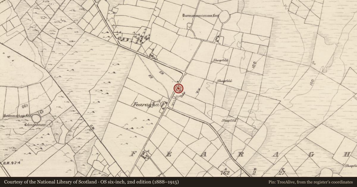 Ordnance Survey six-inch map, 2nd edition (1888–1915) covering the location of House - 18th/19th century, Fearagha, County Galway, with a pin at the register's coordinates