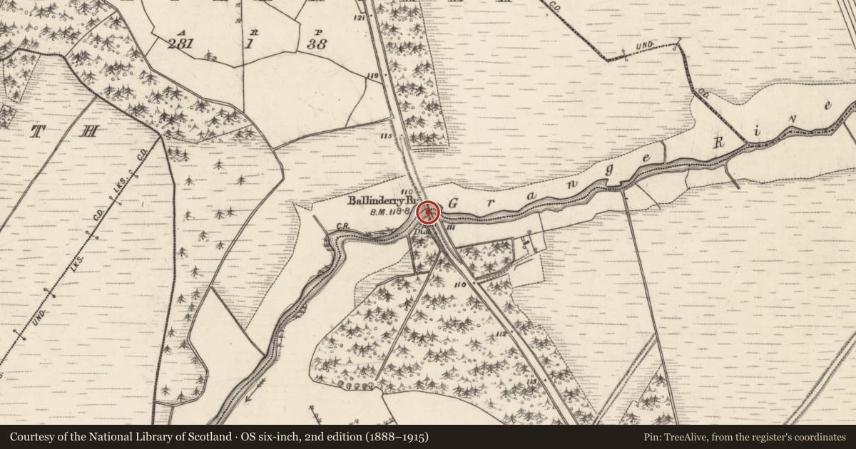 Ordnance Survey six-inch map, 2nd edition (1888–1915) covering the location of Sundial, Ballinderry, County Galway, with a pin at the register's coordinates