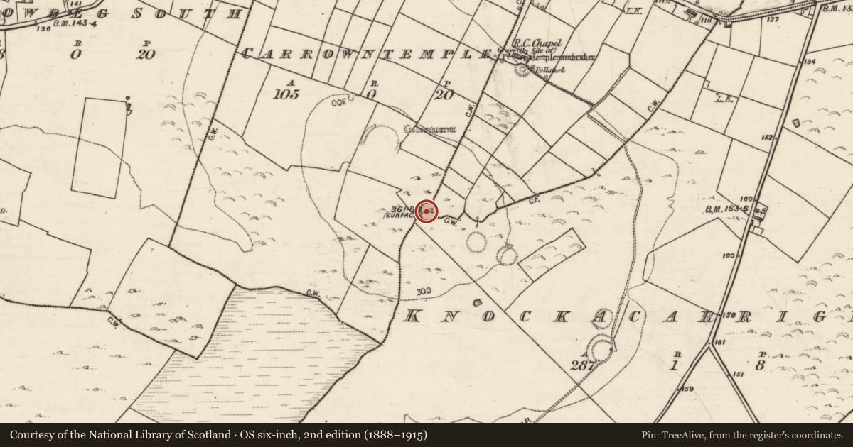 Ordnance Survey six-inch map, 2nd edition (1888–1915) covering the location of Ringfort - cashel, County Galway, with a pin at the register's coordinates