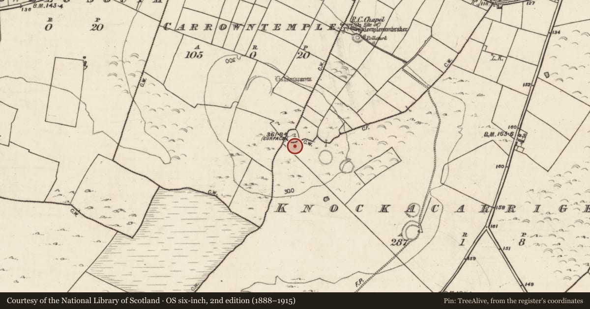 Ordnance Survey six-inch map, 2nd edition (1888–1915) covering the location of Hillfort, County Galway, with a pin at the register's coordinates