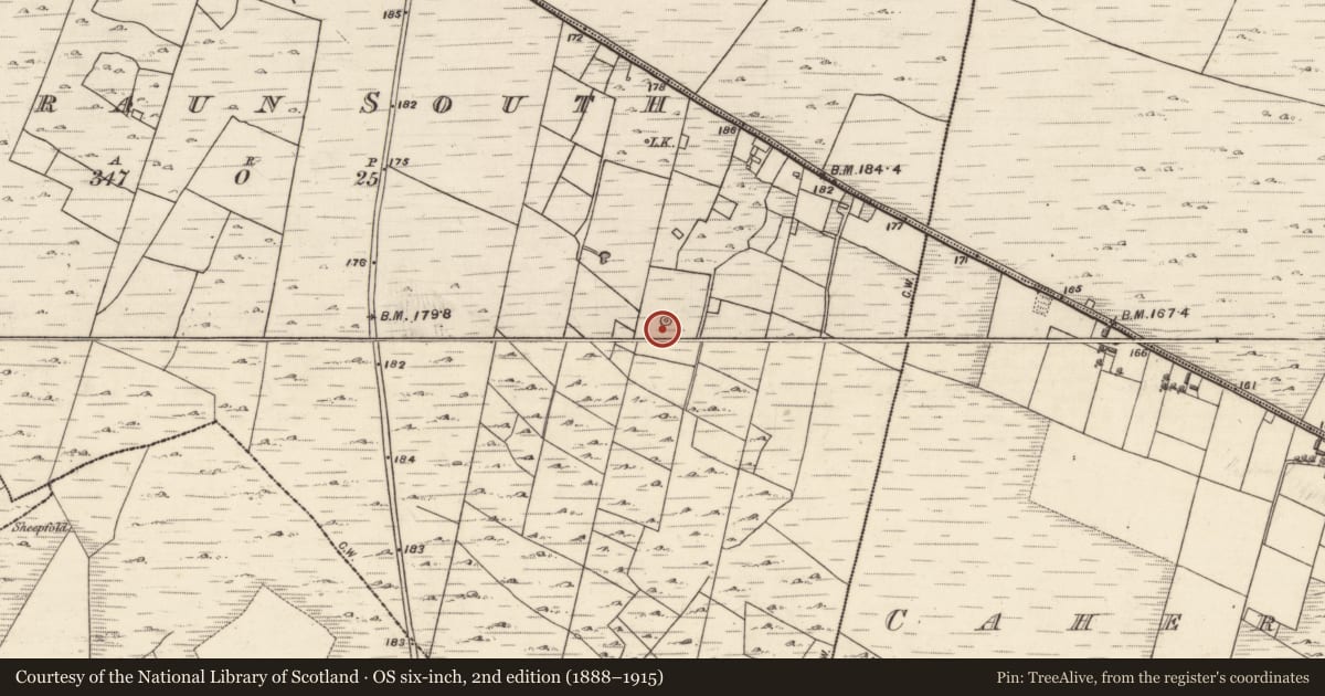 Ordnance Survey six-inch map, 2nd edition (1888–1915) covering the location of Well, Garraun South, County Galway, with a pin at the register's coordinates