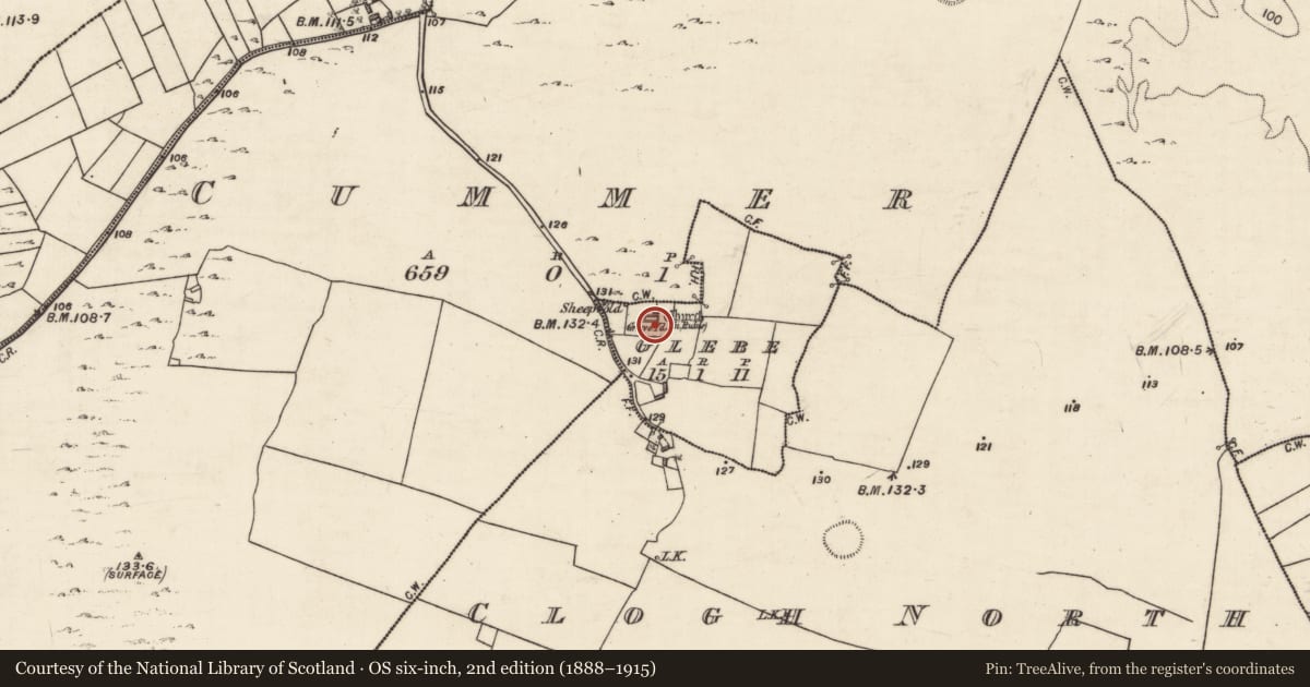 Ordnance Survey six-inch map, 2nd edition (1888–1915) covering the location of Church, Glebe, County Galway, with a pin at the register's coordinates