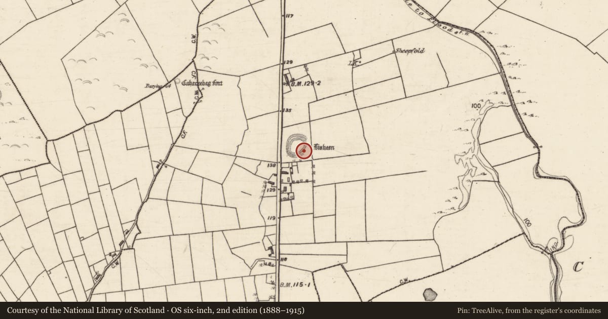 Ordnance Survey six-inch map, 2nd edition (1888–1915) covering the location of Ringfort - rath, Glennafosha, County Galway, with a pin at the register's coordinates