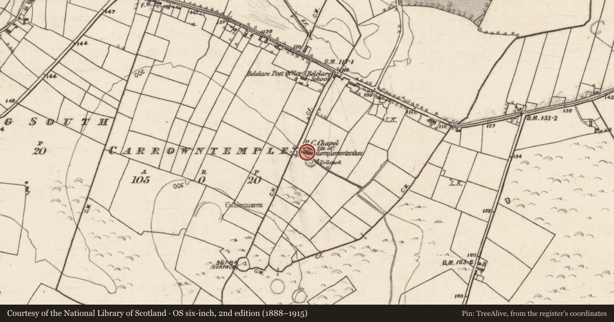 Ordnance Survey six-inch map, 2nd edition (1888–1915) covering the location of Church, Pollaturk Or Newgarden, County Galway, with a pin at the register's coordinates