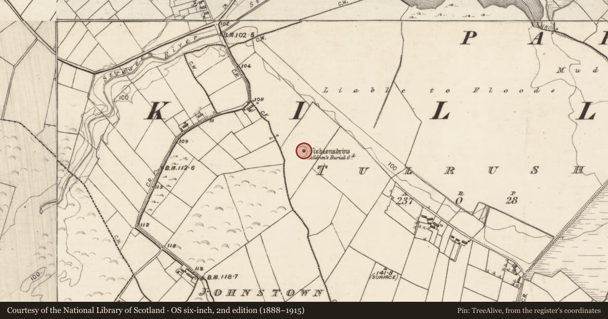 Ordnance Survey six-inch map, 2nd edition (1888–1915) covering the location of Ringfort - rath, Tulrush, County Galway, with a pin at the register's coordinates