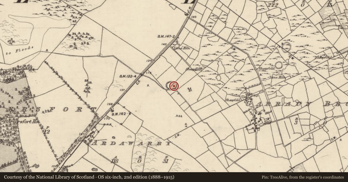 Ordnance Survey six-inch map, 2nd edition (1888–1915) covering the location of Ringfort - rath, Ardawarry, County Galway, with a pin at the register's coordinates