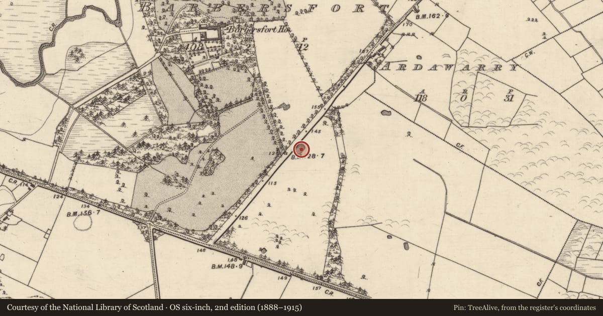 Ordnance Survey six-inch map, 2nd edition (1888–1915) covering the location of Quarry, Barbersfort, County Galway, with a pin at the register's coordinates