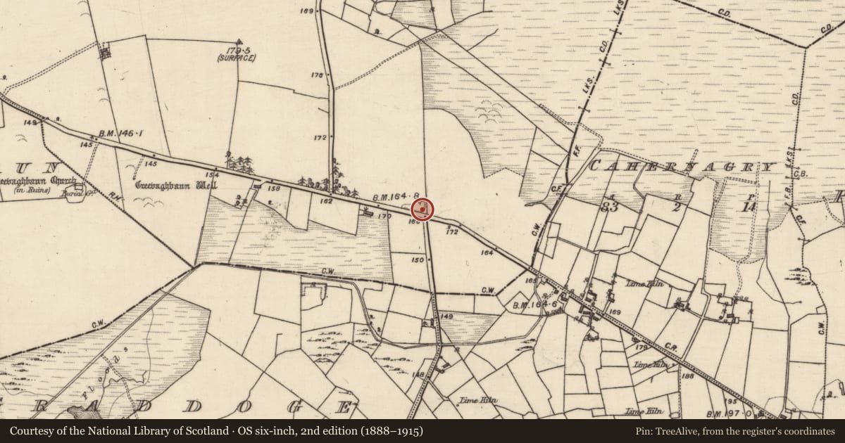 Ordnance Survey six-inch map, 2nd edition (1888–1915) covering the location of Quarry, Kilmore, County Galway, with a pin at the register's coordinates