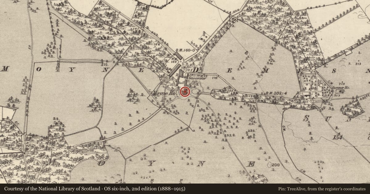 Ordnance Survey six-inch map, 2nd edition (1888–1915) covering the location of Country house, Moyne, County Galway, with a pin at the register's coordinates