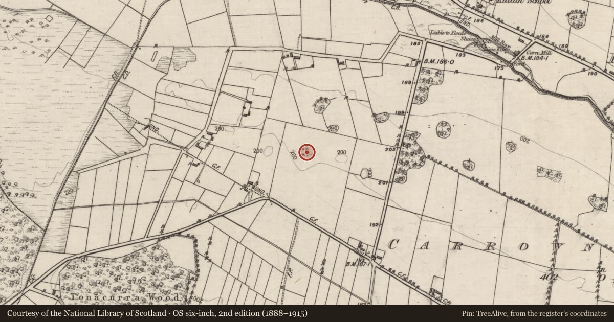 Ordnance Survey six-inch map, 2nd edition (1888–1915) covering the location of Quarry, Carrownafreevy, County Galway, with a pin at the register's coordinates