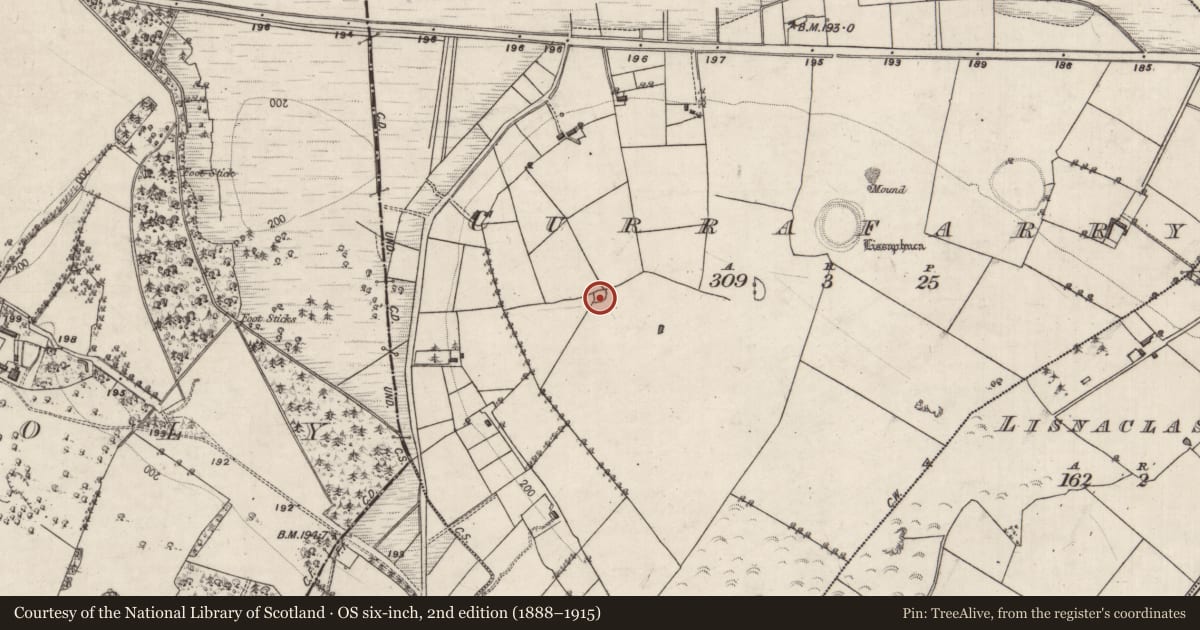 Ordnance Survey six-inch map, 2nd edition (1888–1915) covering the location of Quarry, Currafarry, County Galway, with a pin at the register's coordinates