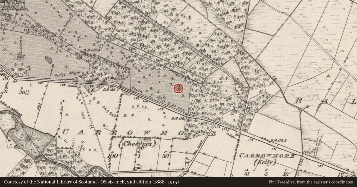 Ordnance Survey six-inch map, 2nd edition (1888–1915) covering the location of Enclosure, Killian, County Galway, with a pin at the register's coordinates