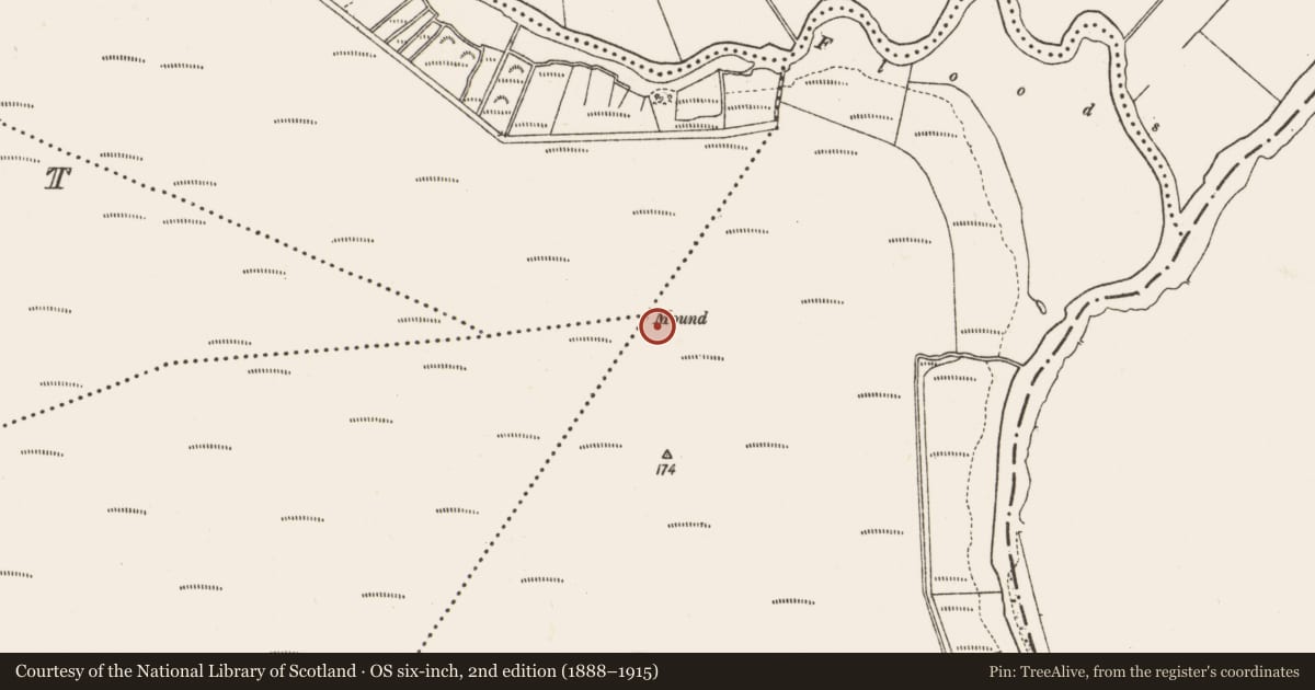 Ordnance Survey six-inch map, 2nd edition (1888–1915) covering the location of Boundary mound, County Galway, with a pin at the register's coordinates