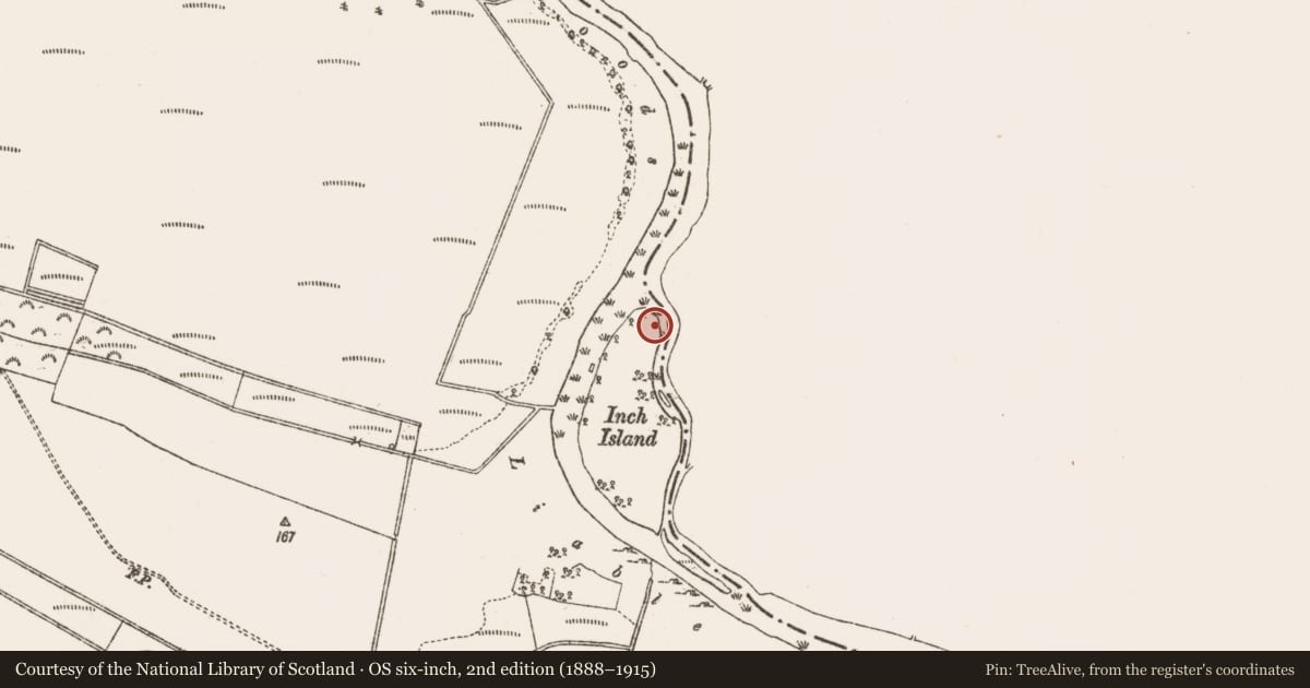 Ordnance Survey six-inch map, 2nd edition (1888–1915) covering the location of Enclosure, Inch Island, County Galway, with a pin at the register's coordinates
